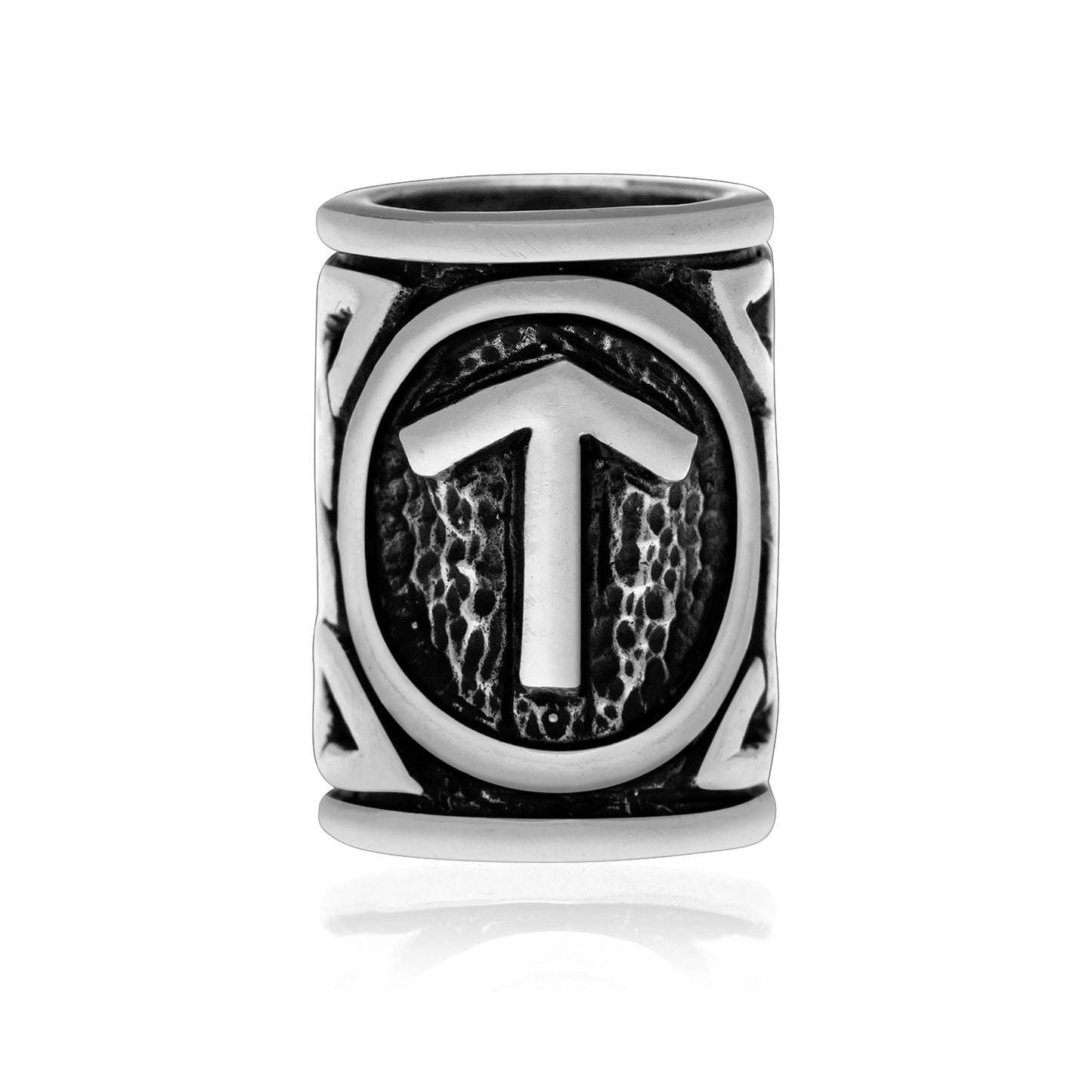 925 Sterling Silver Viking Beard Hair Bead with Rune Tyr - SilverMania925