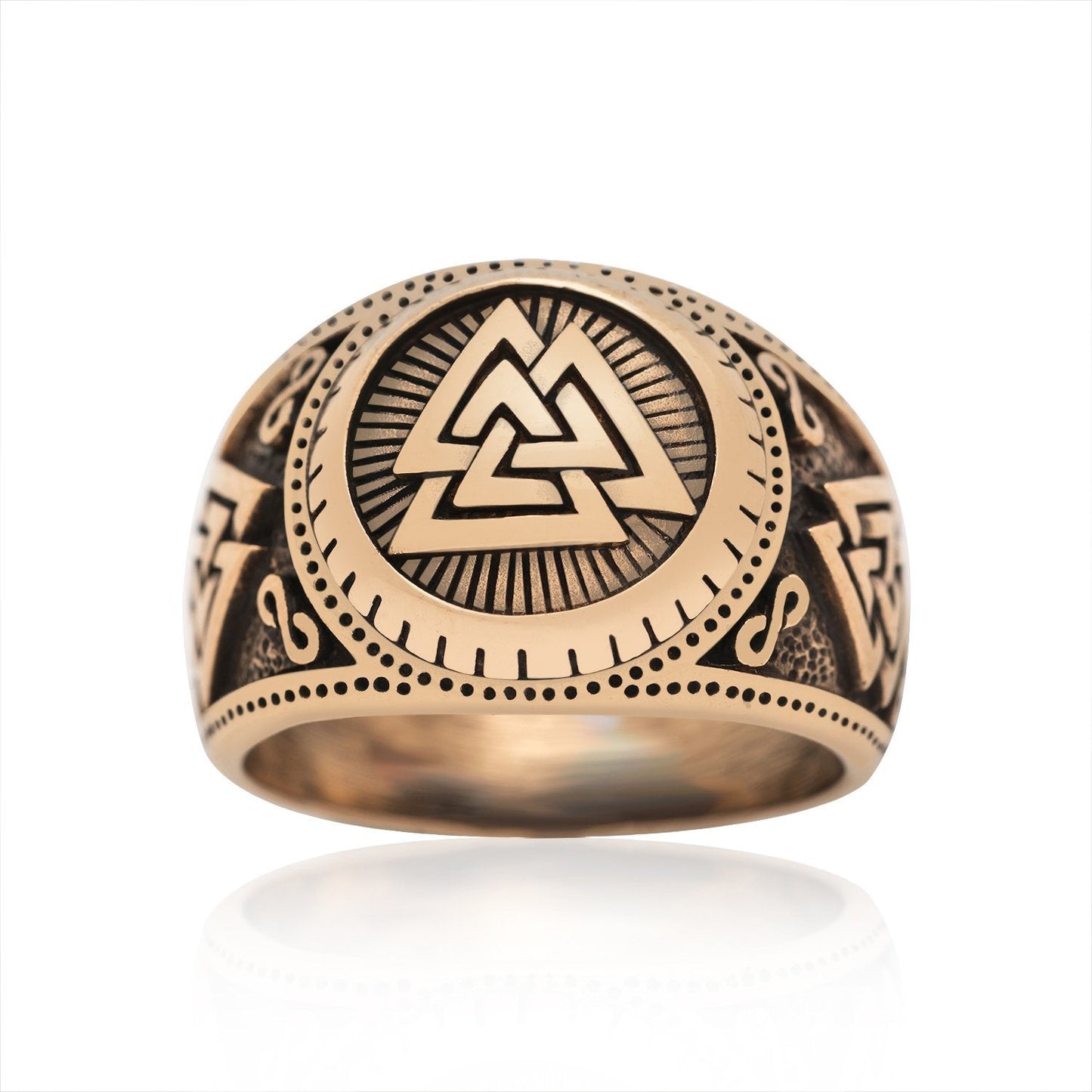 Viking Triple Valknut Ring Handcrafted from Bronze - SilverMania925