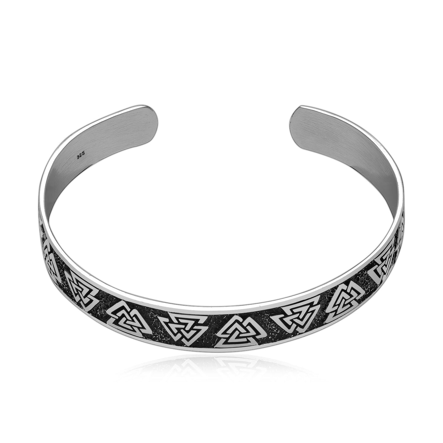 925 Sterling Silver Viking Valknut Knots Bangle - SilverMania925