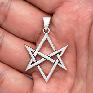 925 Sterling Silver Unicursal Hexagram Thelema Symbol Pendant