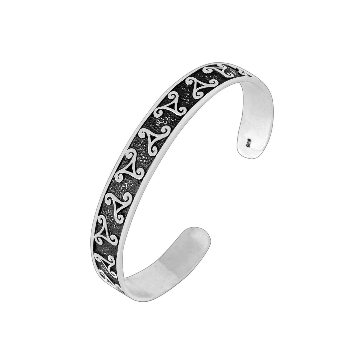 925 Sterling Silver Celtic Triskelion Knot Bangle - SilverMania925