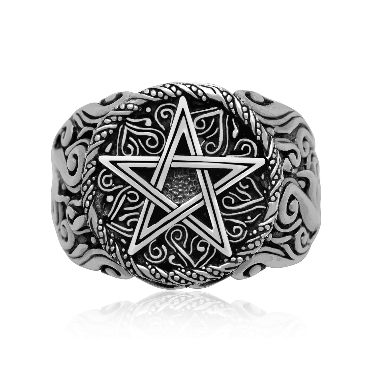 925 Sterling Silver Pentagram Star Ring