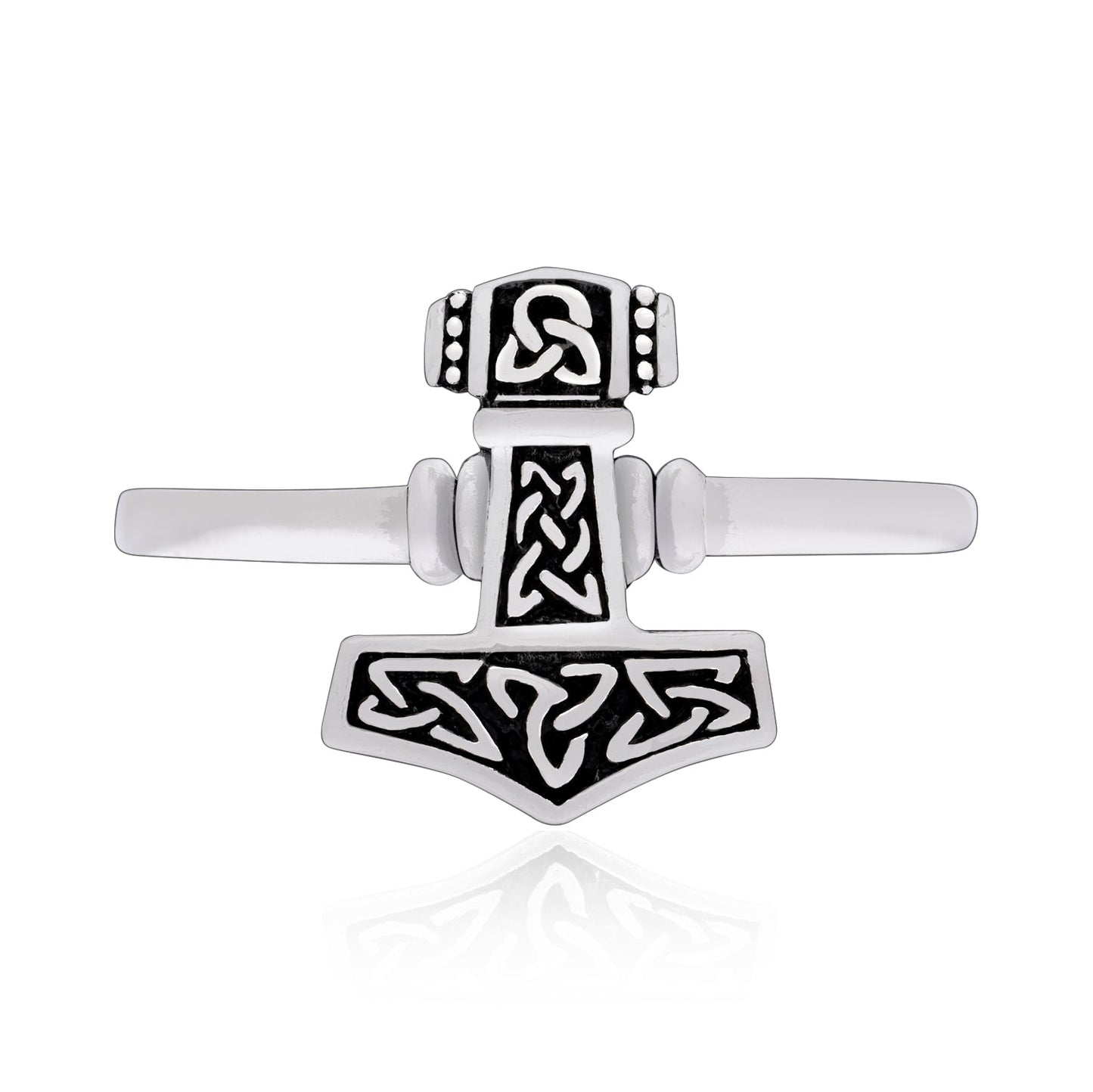 925 Sterling Silver Viking Thor Hammer Ring - SilverMania925