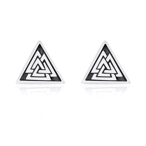 925 Sterling Silver Viking Valknut Stud Earrings Set