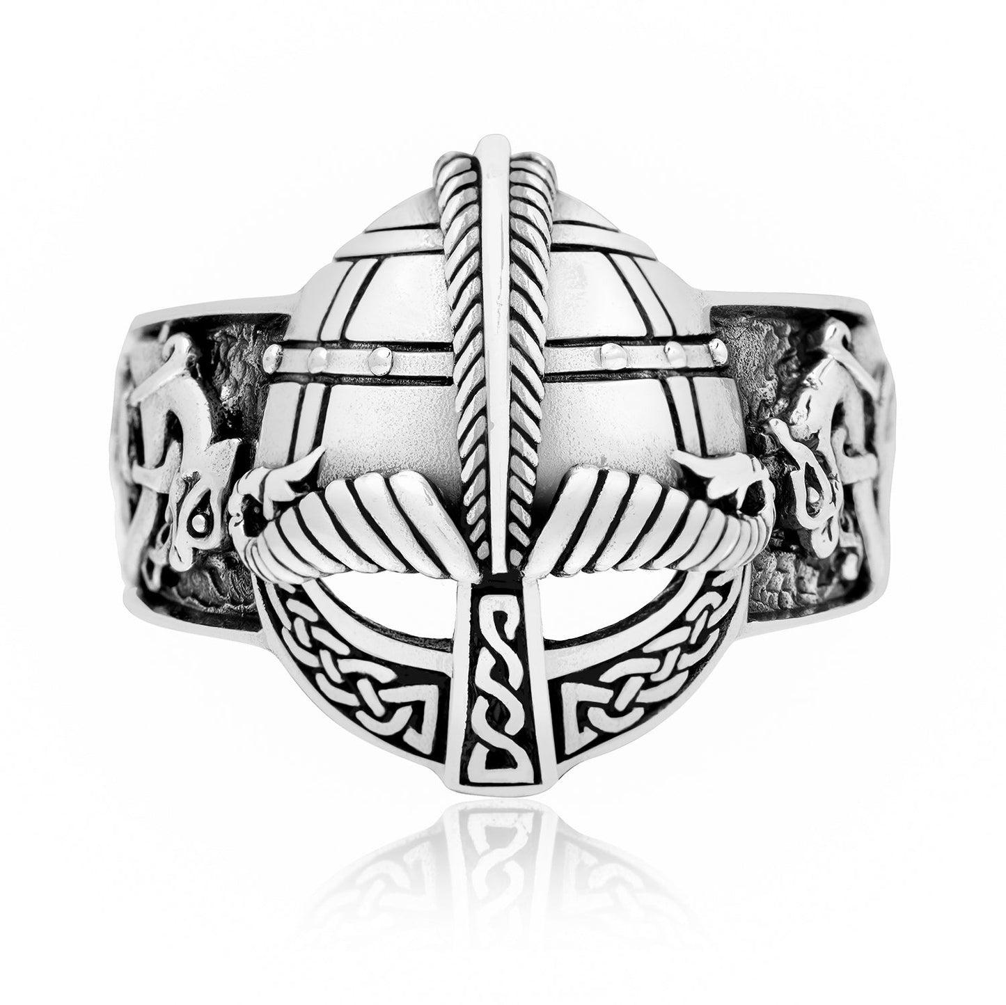 925 Sterling Silver Viking Gjermundbu Helmet Ring - SilverMania925