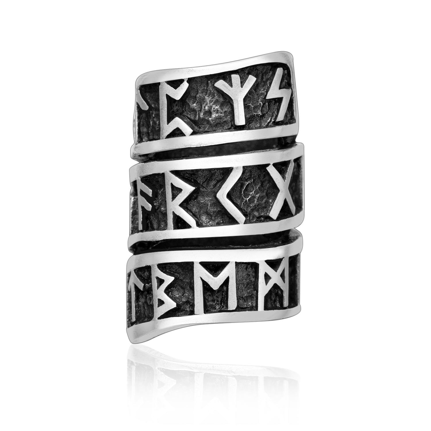 925 Sterling Silver Viking Beard Hair Bead with Runes
