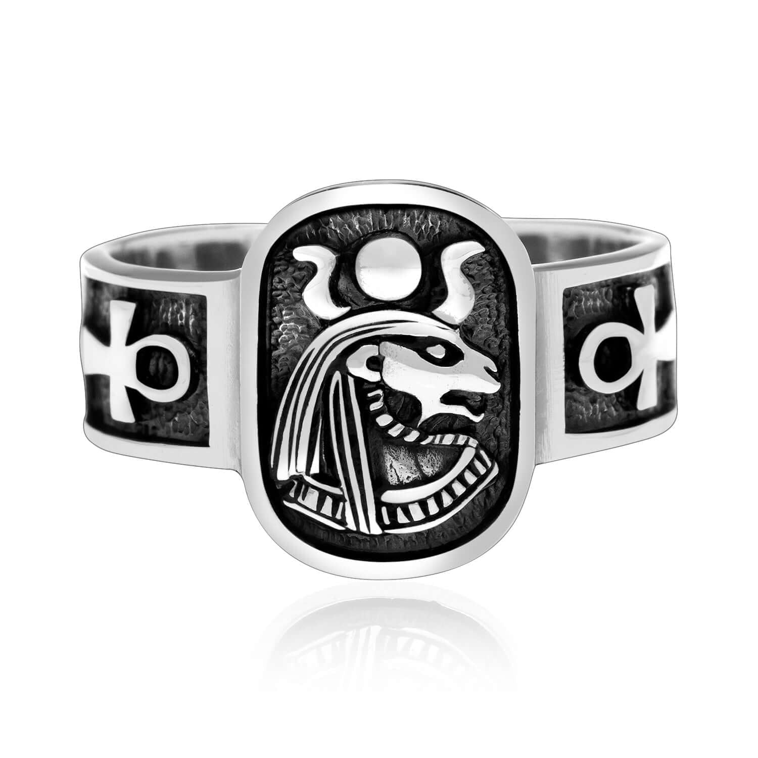 925 Sterling Silver Egyptian Goddess Sekhmet Ring - SilverMania925