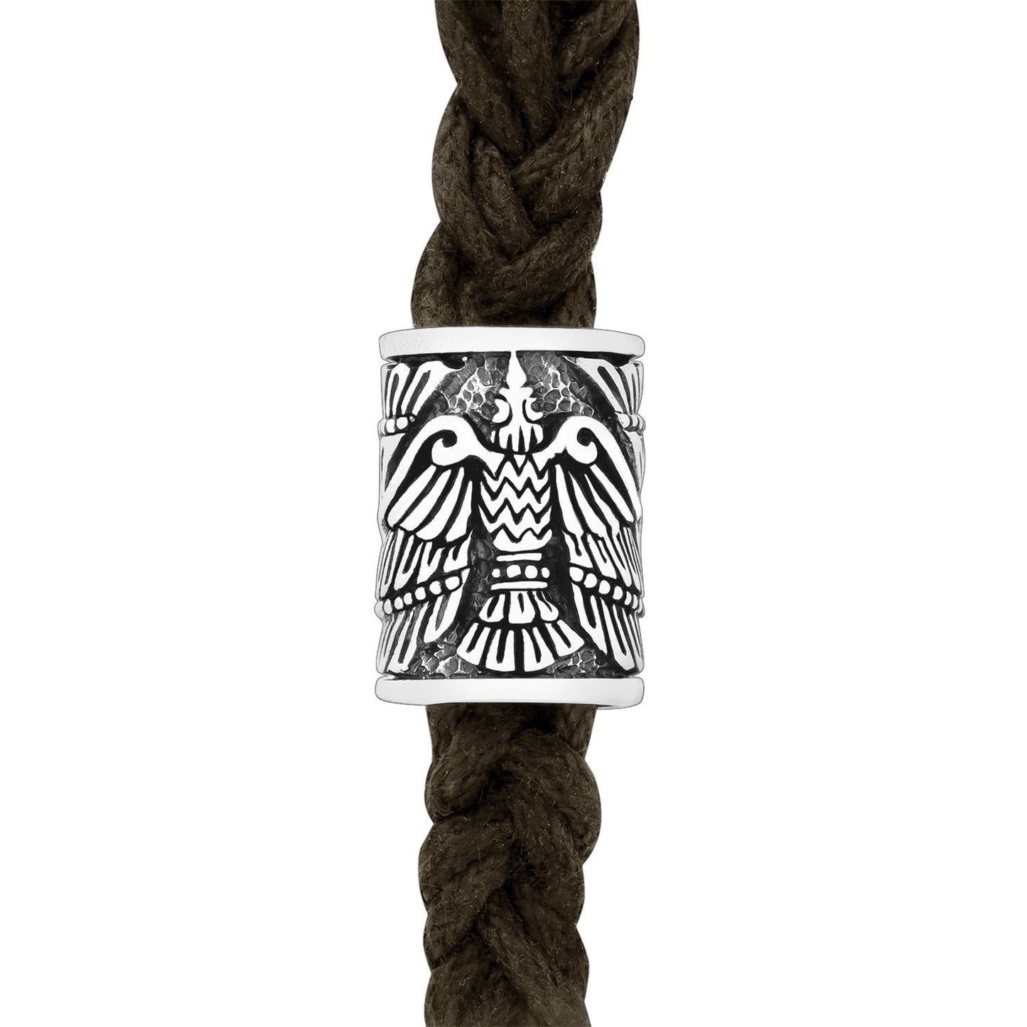 Sterling Silver Viking Beard Bead with Raven Huginn and Muninn - SilverMania925