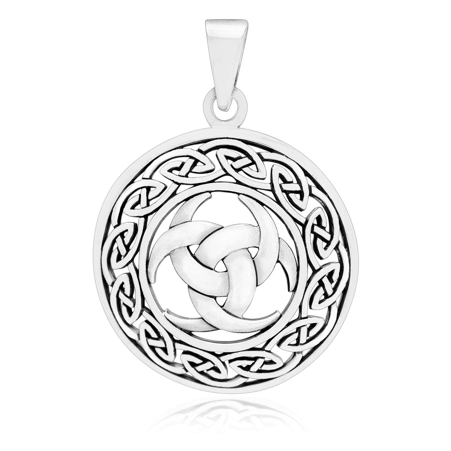 925 Sterling Silver Viking Triple Horn of Odin Pendant - SilverMania925