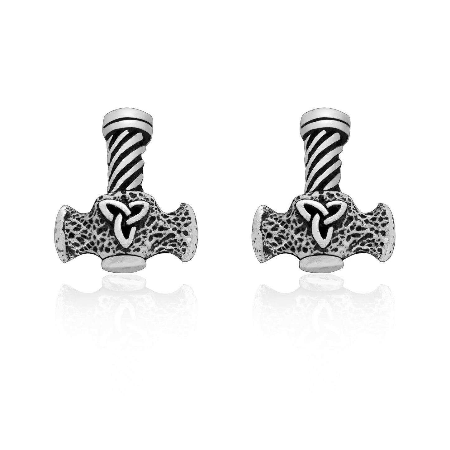 925 Sterling Silver Viking Mjolnir with Triquetra Earrings - SilverMania925