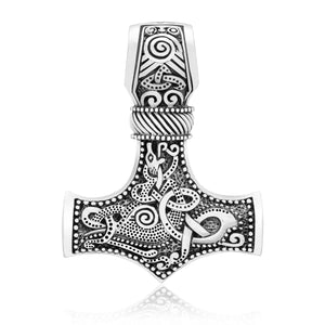 925 Sterling Silver Viking Knotwork Mjolnir Legendary Pendant