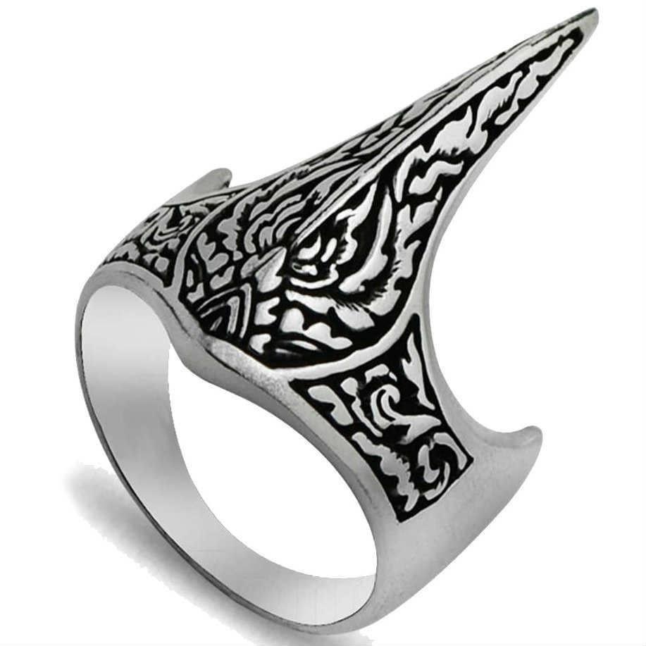 925 Sterling Silver Viking Raven Skull Handmade Ring