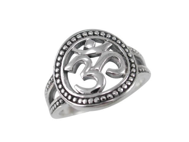 925 Sterling Silver Ohm Aum Om Mantra Hindu Buddhism Brahman Ring - SilverMania925