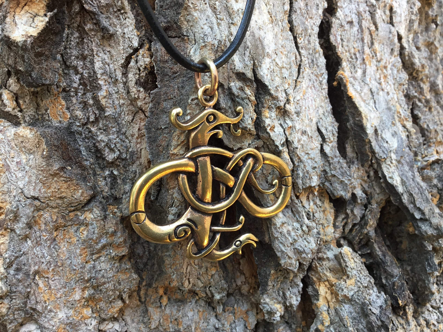 Viking Urnes Style Dragon Bronze Handcrafted Pendant - SilverMania925