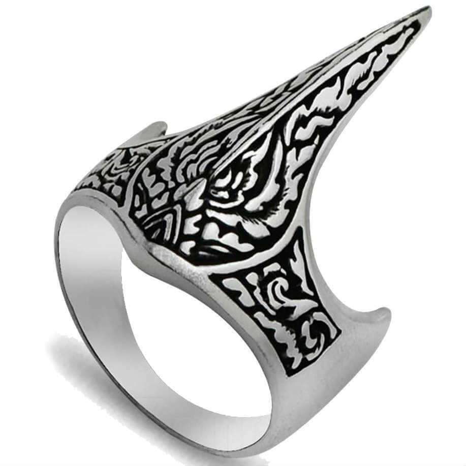 925 Sterling Silver Handmade Crown Archer Zighir Turkish Jewelry Mens Ring - SilverMania925