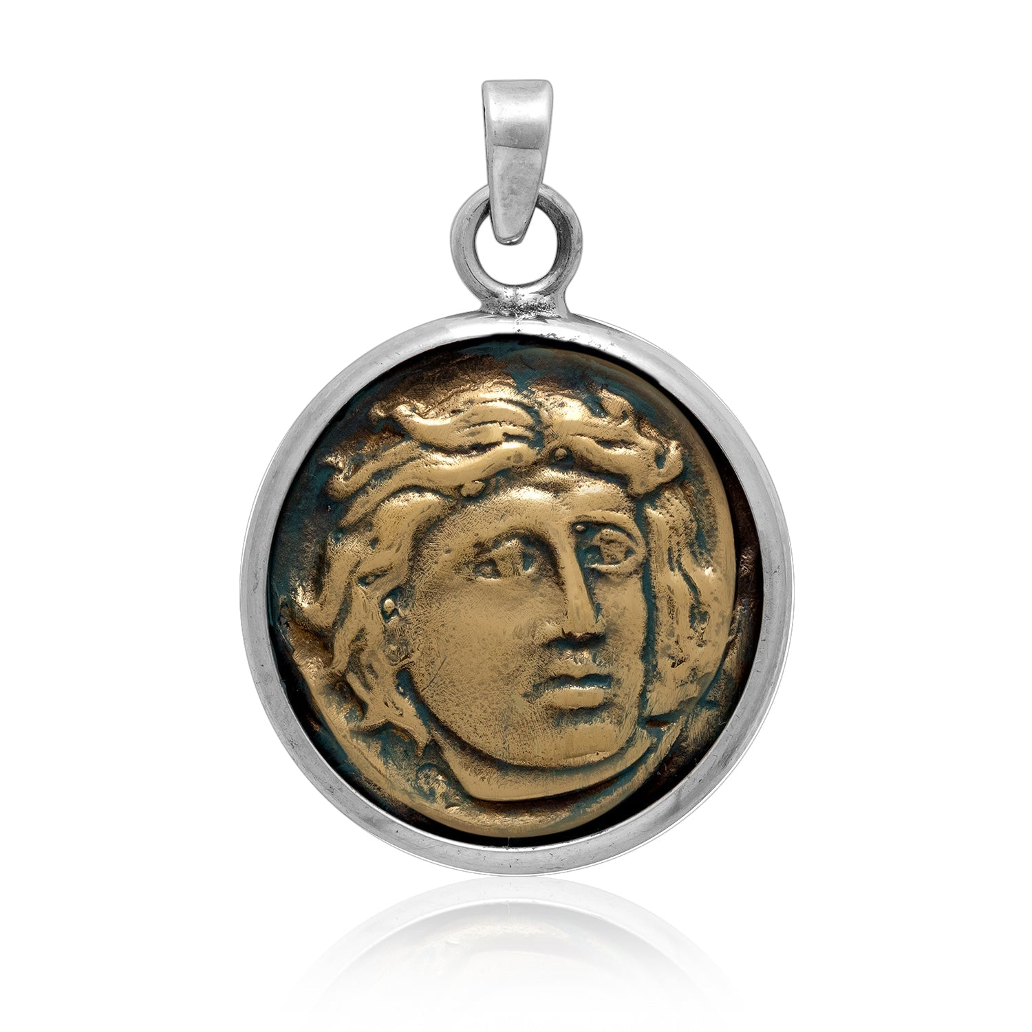 Sterling Silver and Brass Helios God Greek Tetradrachm Stater Coin