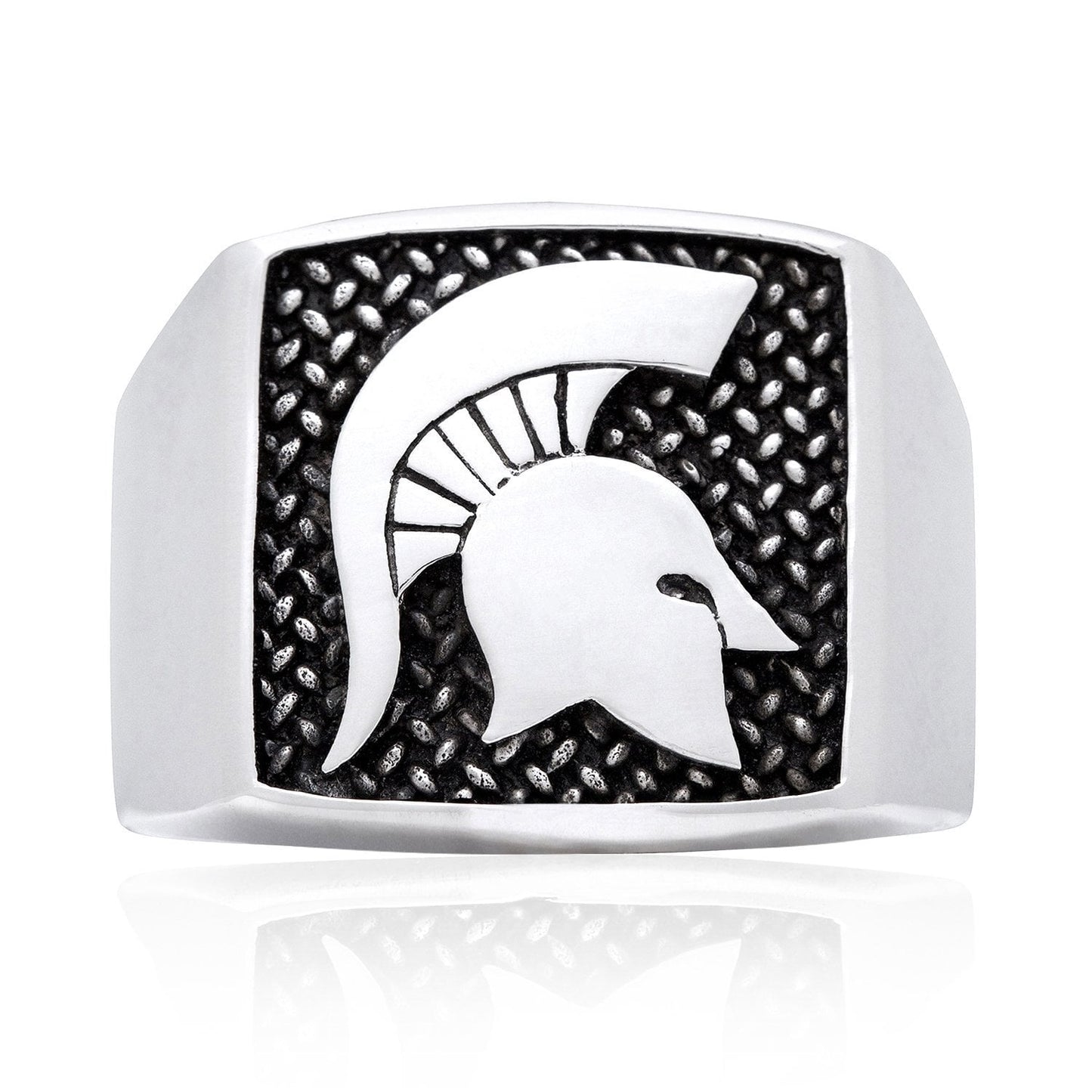 925 Sterling Silver Spartan Warrior Fighter Helmet Signet 300 Lacedaemon Ring - SilverMania925