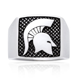 925 Sterling Silver Spartan Warrior Fighter Helmet Signet 300 Lacedaemon Ring