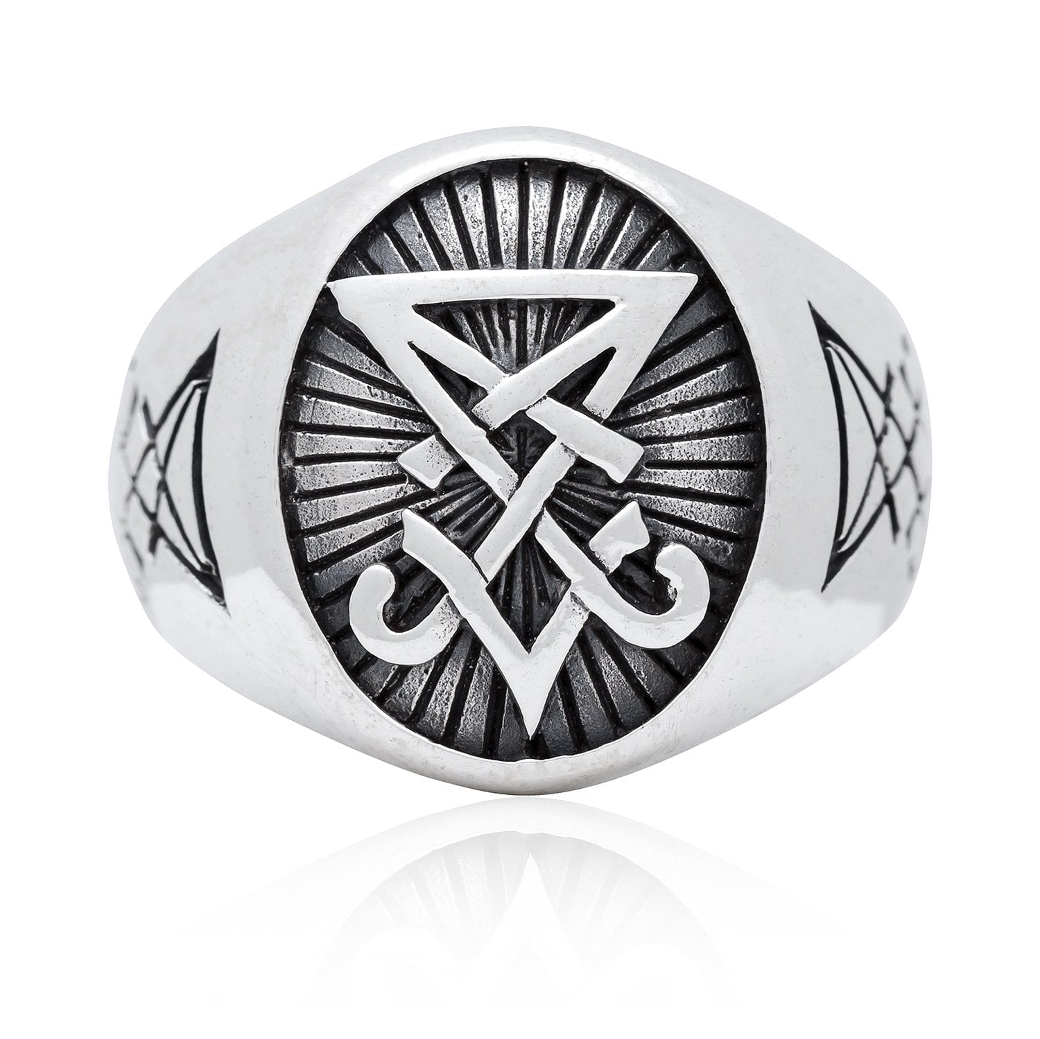 Satanic Brimstone Cross Devil Sigil Ring Symbol Men 316 Lstainless Steel Us Size Satanic Brimstone Cross Devil Sigil Ring Symbol Men 316 Lstainless Steel Us Size