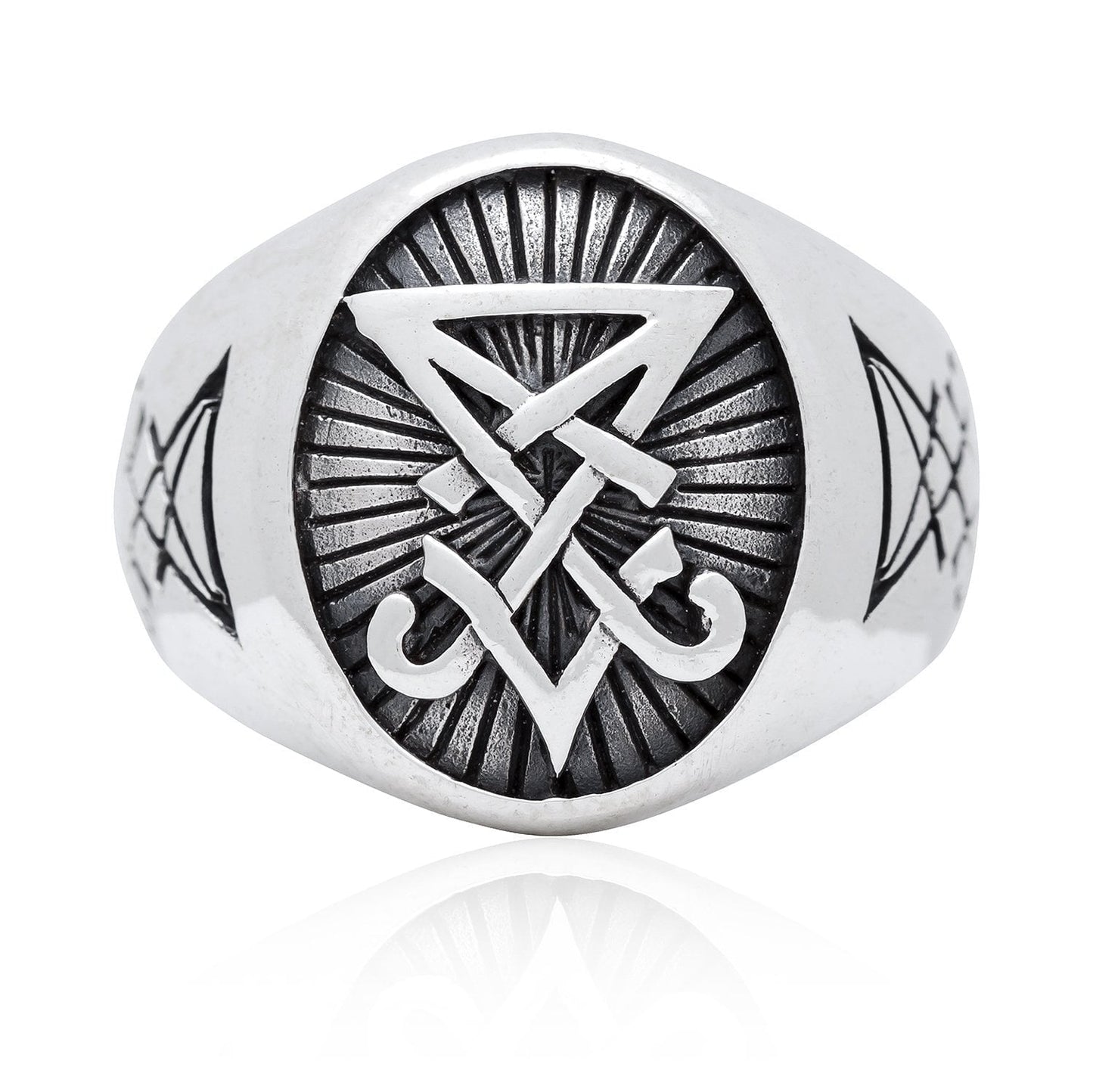 925 Sterling Silver Sigil of Lucifer Satanic Seal of Satan Ring - SilverMania925