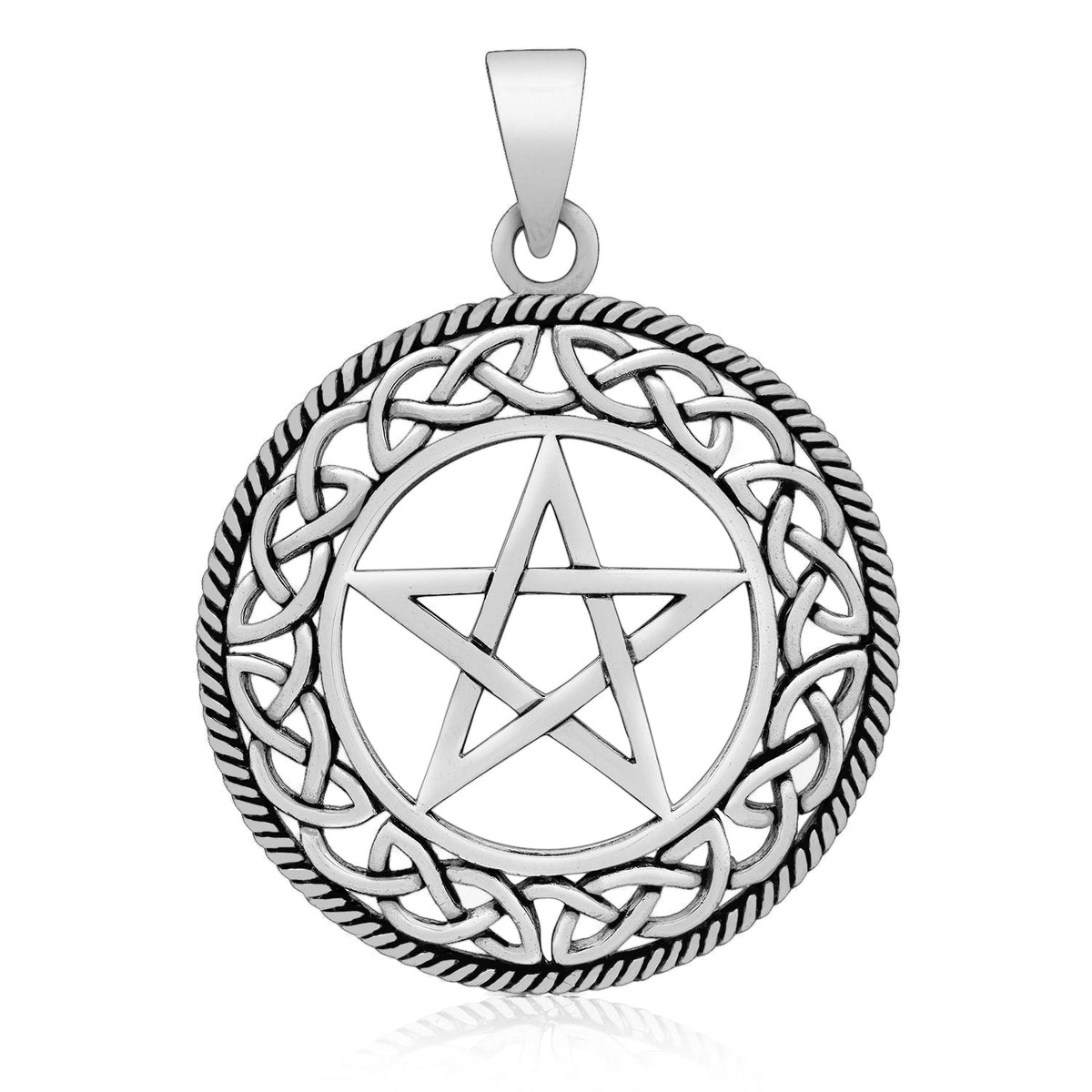 925 Sterling Silver Wiccan Pendant with Pentagram - SilverMania925