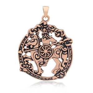 Odin Riding Sleipnir Viking Pendant Handcrafted from Bronze