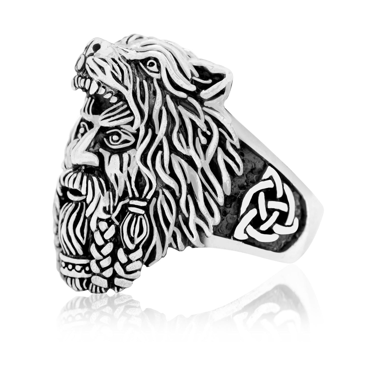 925 Sterling Silver Viking Berserker with Bear Hood Ring - SilverMania925