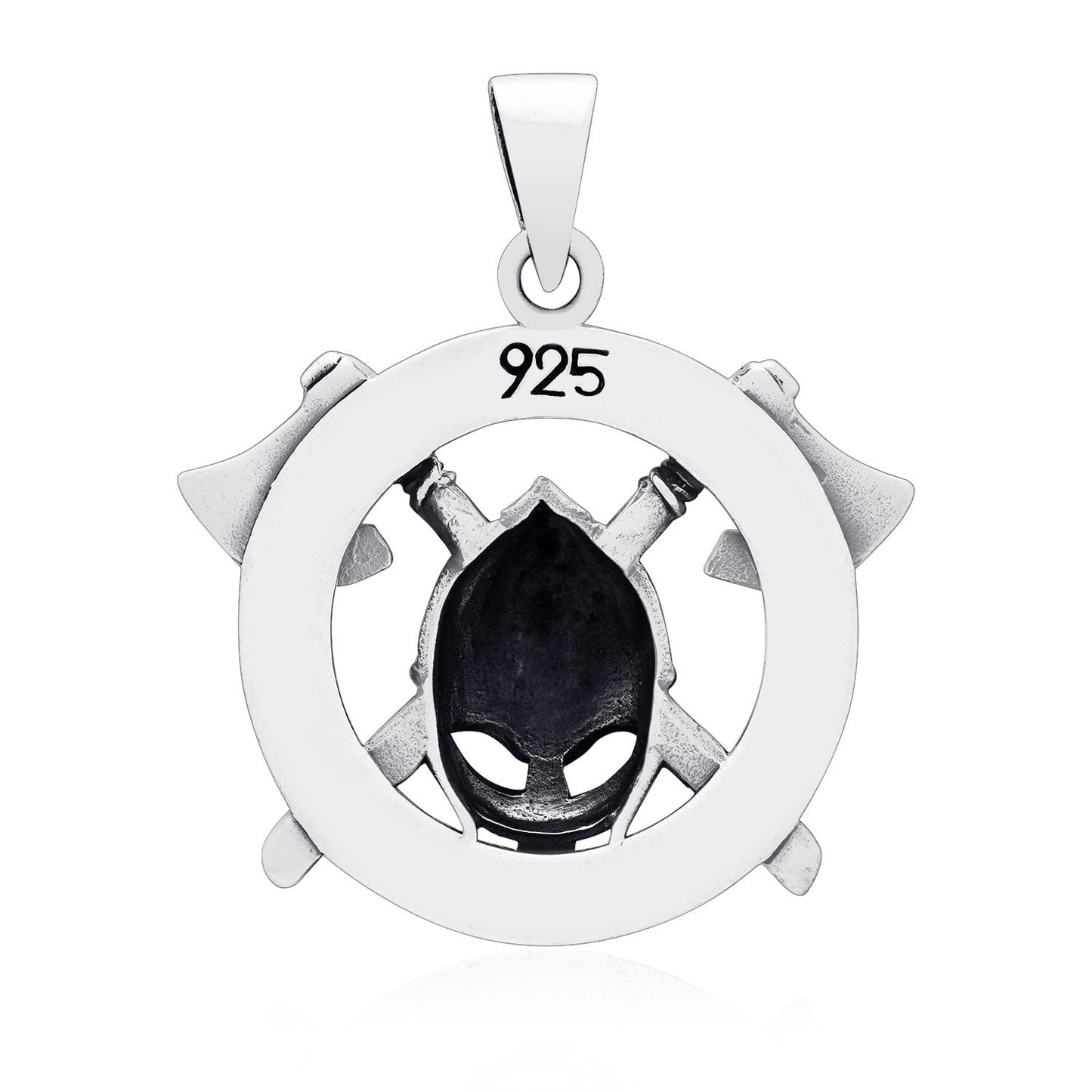 925 Sterling Silver Viking Helmet and Axes Pendant with Runes - SilverMania925