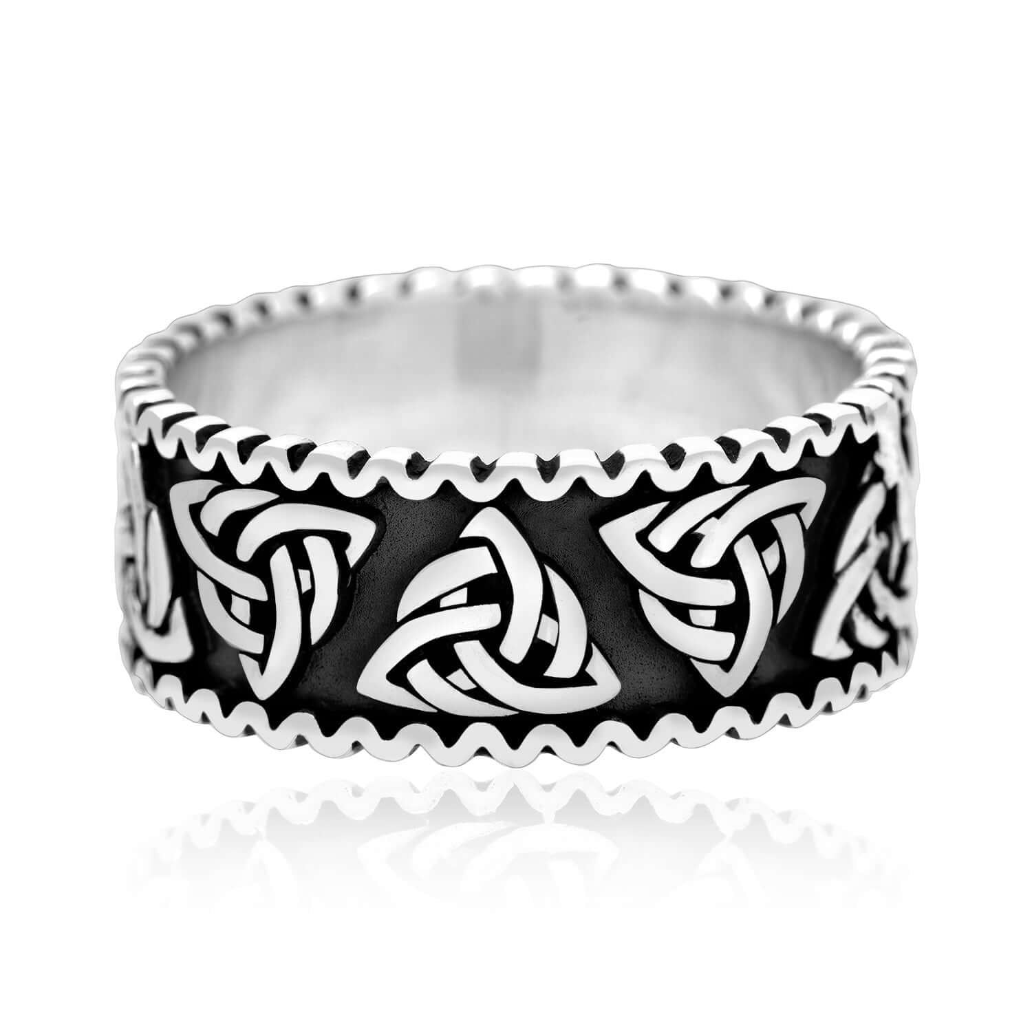 925 Sterling Silver Celtic Triquetra Knot Band Ring