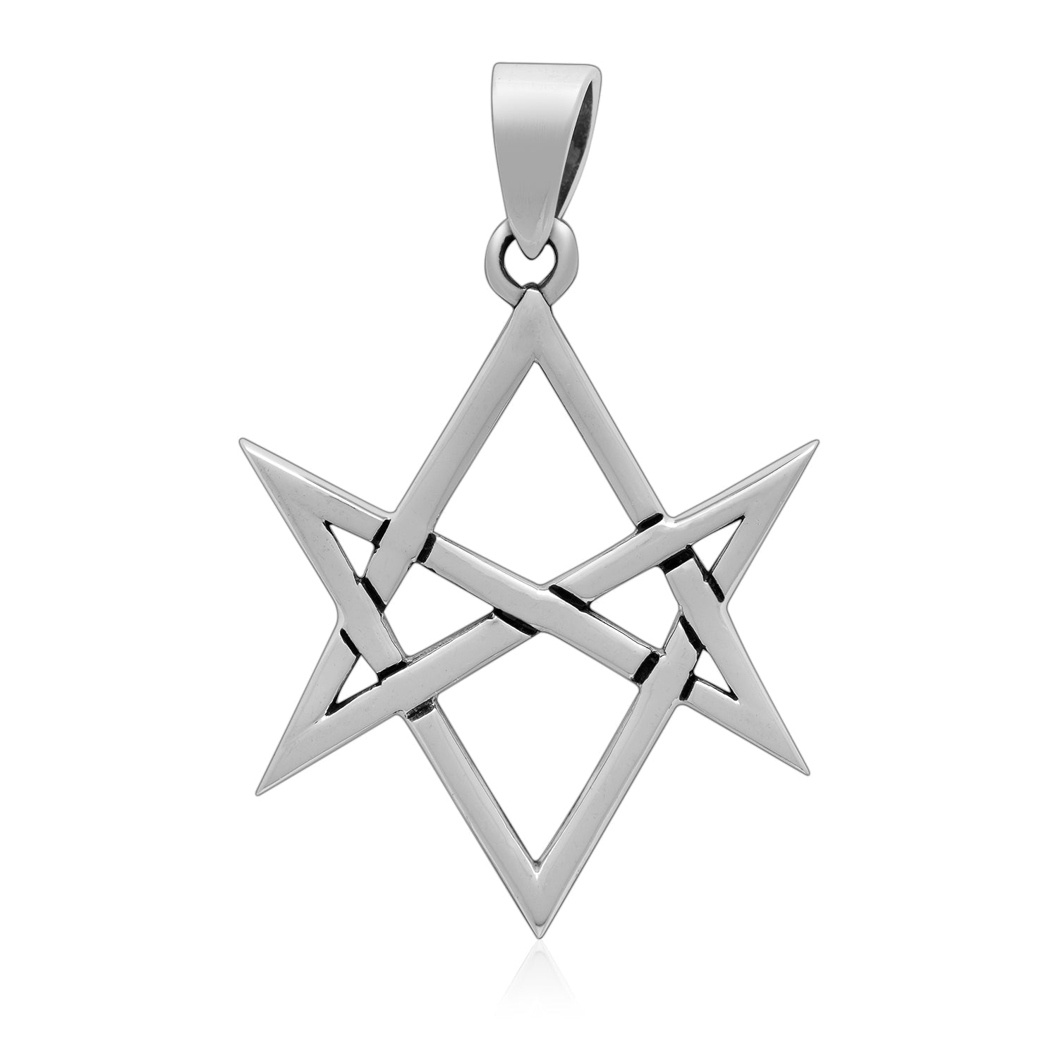 925 Sterling Silver Unicursal Hexagram Thelema Symbol Pendant - SilverMania925