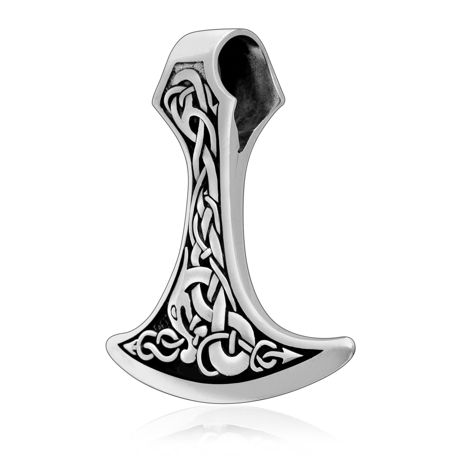 Sterling Silver Viking Axe Pendant with Jormungand