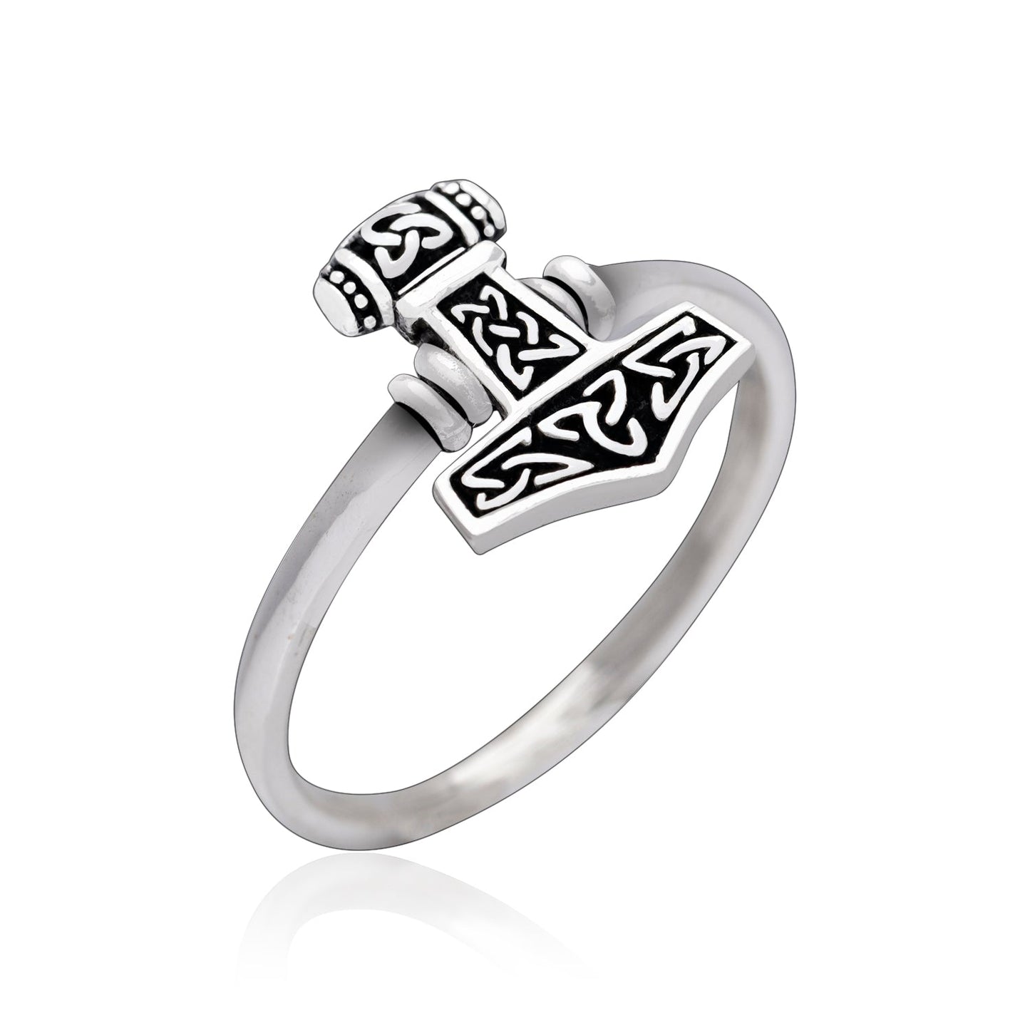 925 Sterling Silver Viking Thor Hammer Ring - SilverMania925