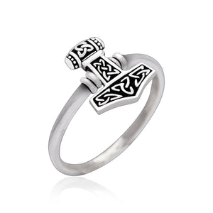 925 Sterling Silver Viking Thor Hammer Ring