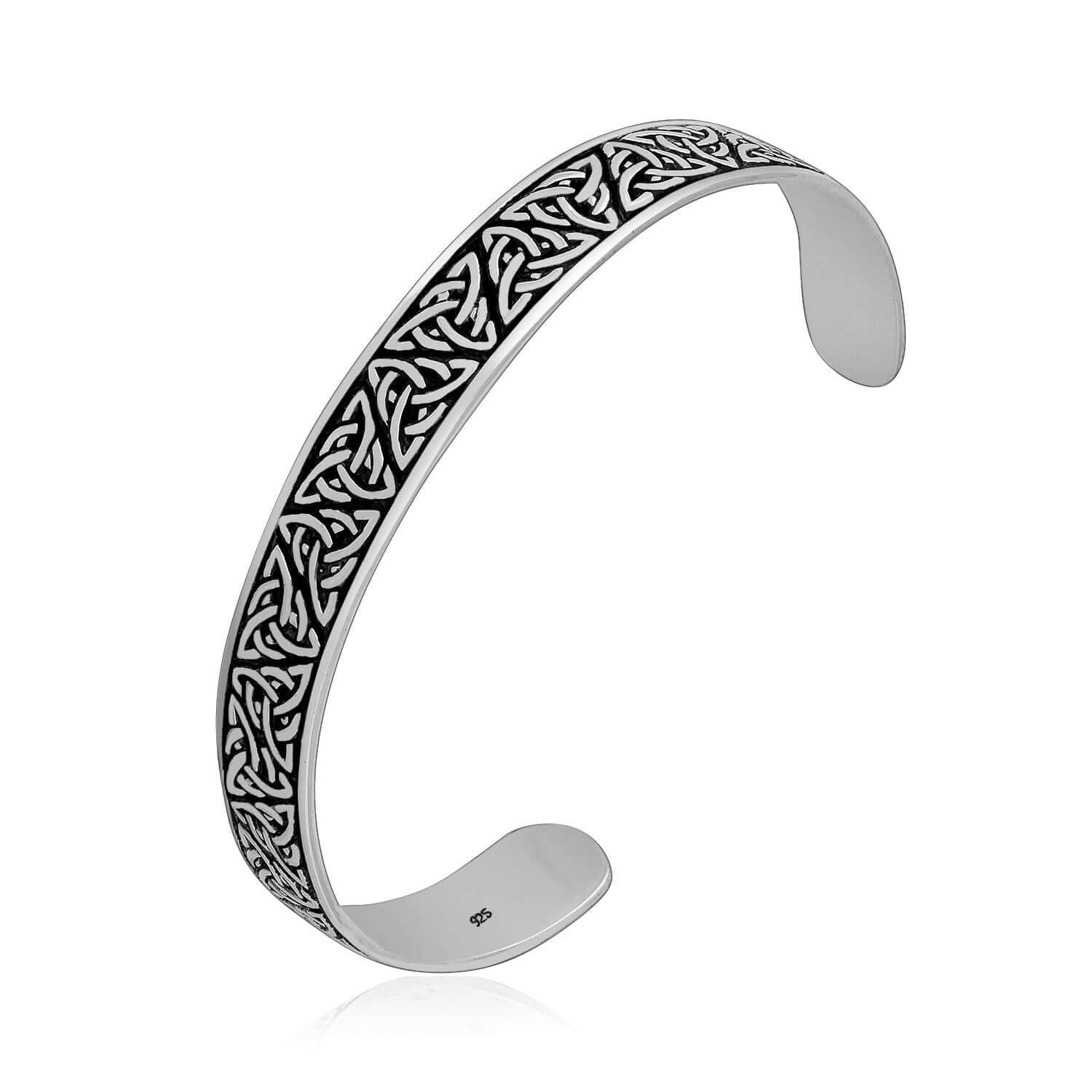 925 Sterling Silver Celtic Triquetra Knots Bangle