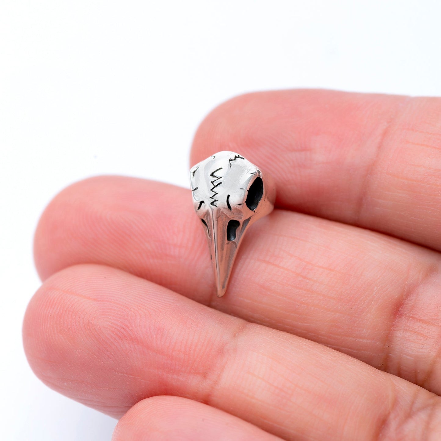 Sterling Silver Viking Bird Skull Beard Bead - SilverMania925