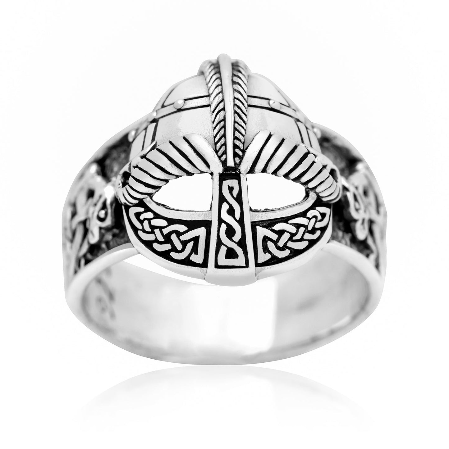 925 Sterling Silver Viking Gjermundbu Helmet Ring - SilverMania925