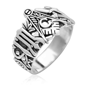 925 Sterling Silver Blue Lodge Mason Ring