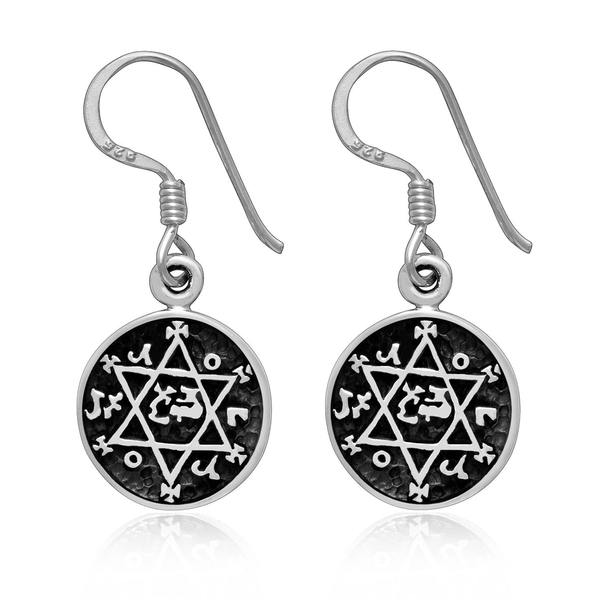 925 Sterling Silver Seal of King Solomon Earrings Set - SilverMania925