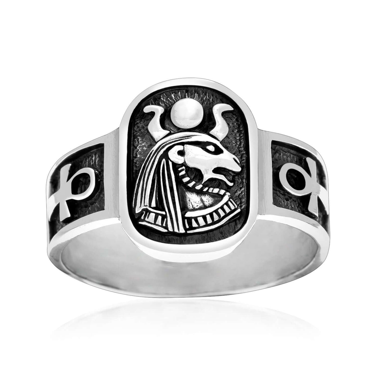 925 Sterling Silver Egyptian Goddess Sekhmet Ring - SilverMania925