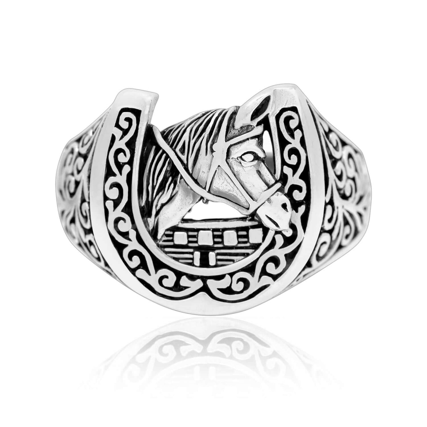 925 Sterling Silver Lucky Horseshoe Ring - SilverMania925