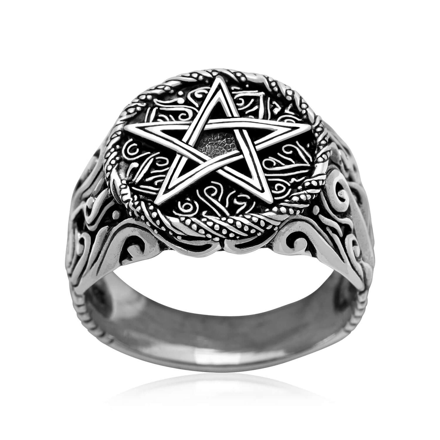 925 Sterling Silver Pentagram Star Ring - SilverMania925