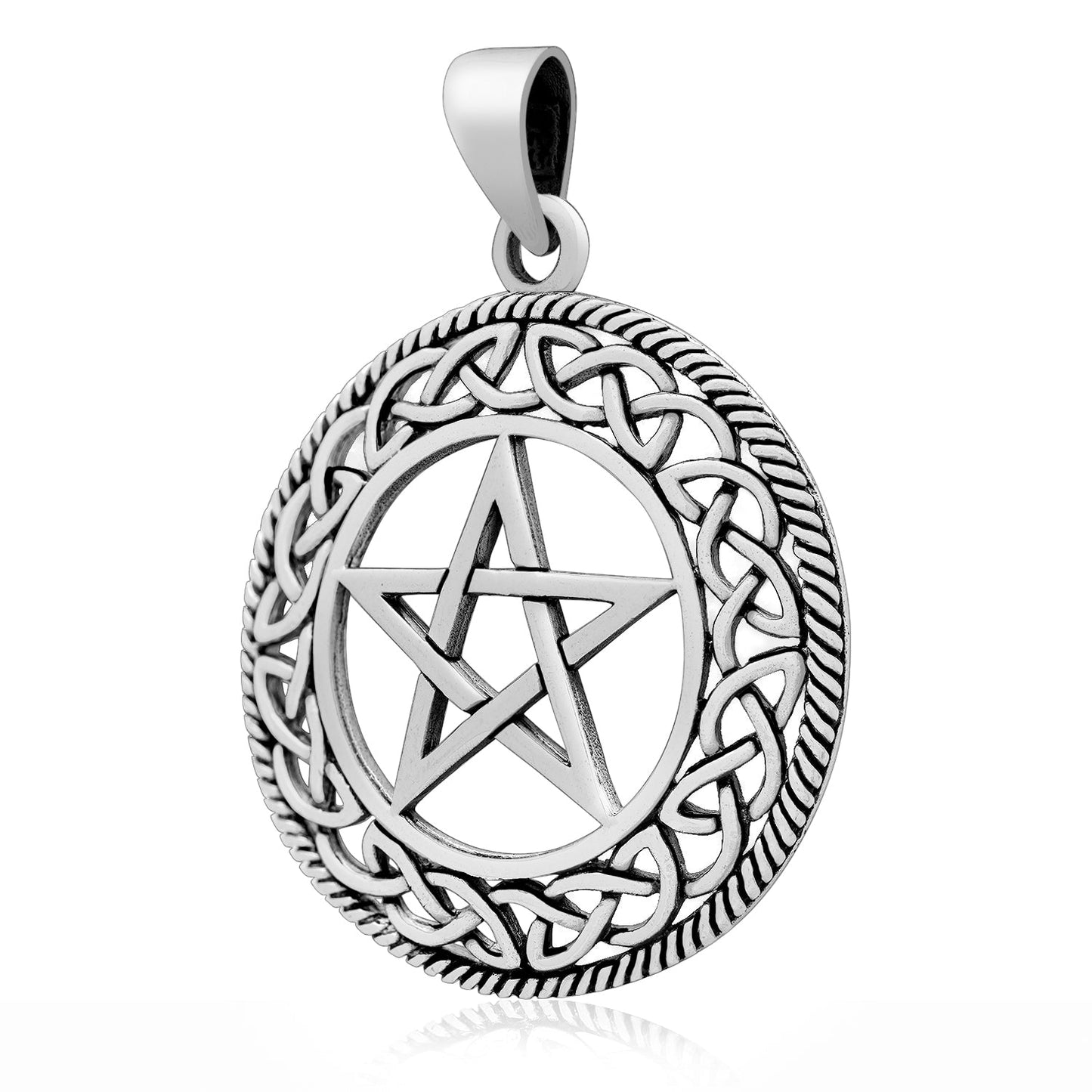 925 Sterling Silver Wiccan Pendant with Pentagram - SilverMania925