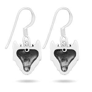 925 Sterling Silver Viking Wolf Head Dangle Earrings Set