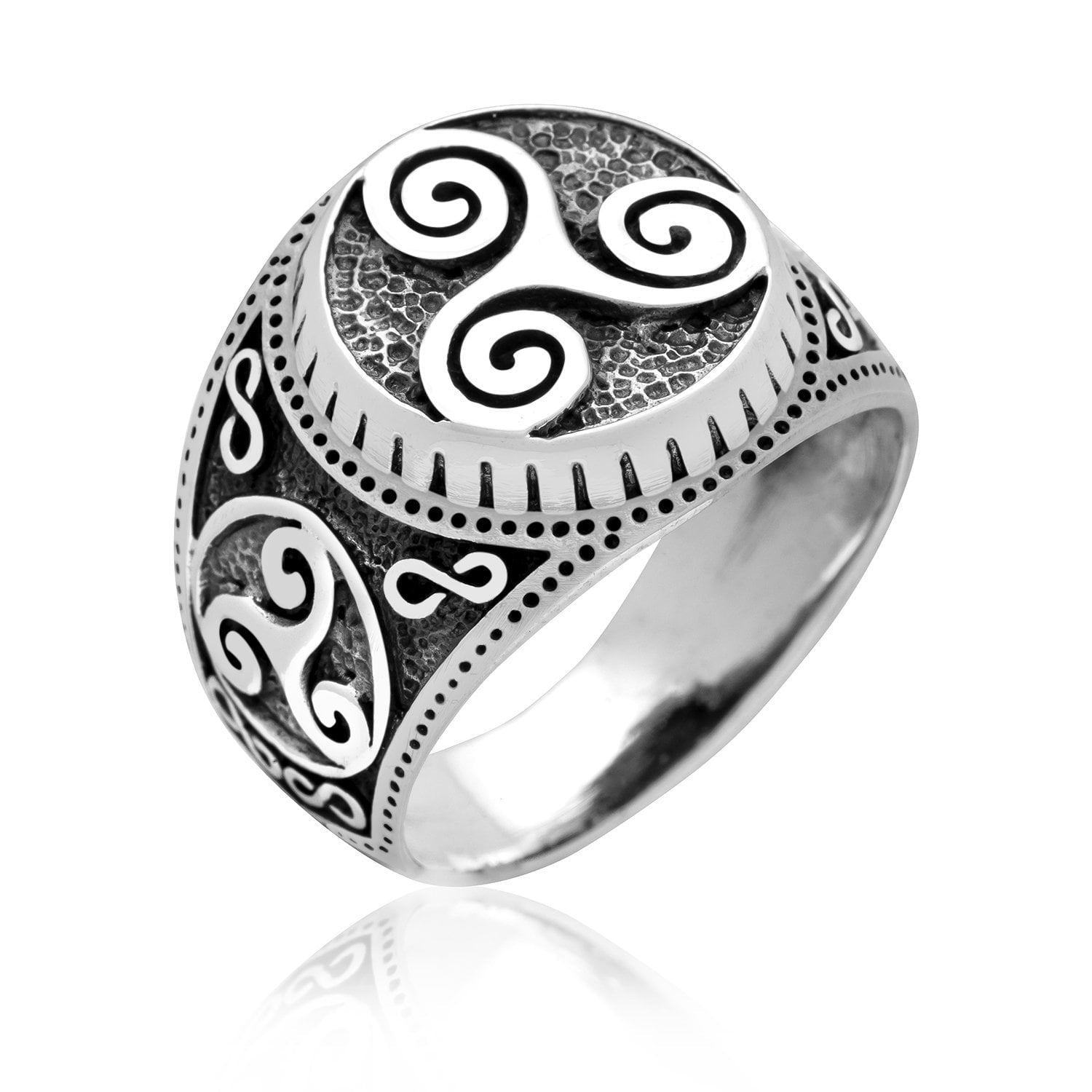 925 Sterling Silver Viking Triskelion Celtic Pagan Handcrafted Ring - SilverMania925