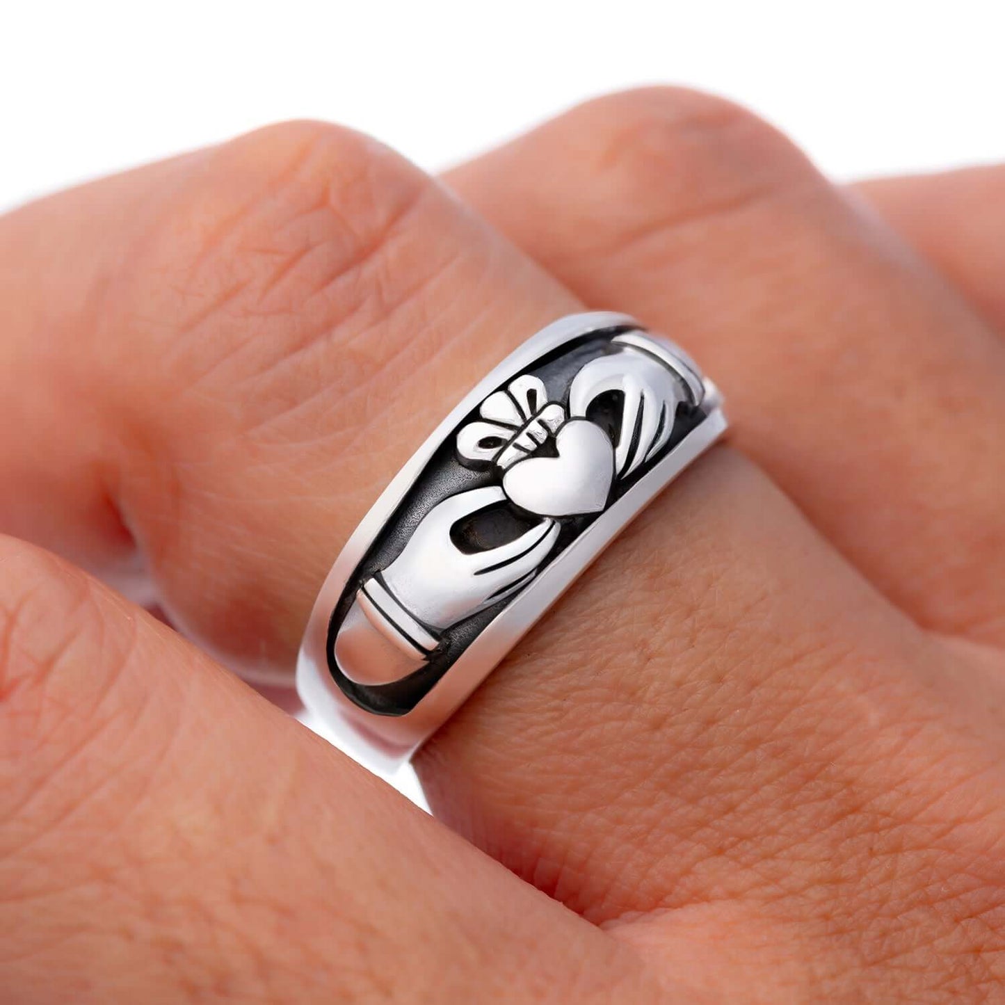 925 Sterling Silver Celtic Irish Claddagh Wedding Ring - SilverMania925
