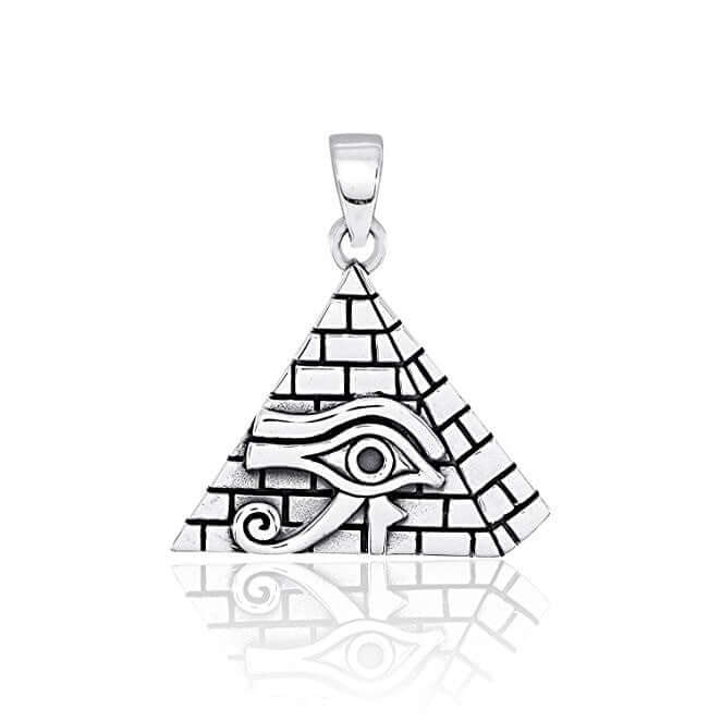 Sterling Silver Eye of Horus and Illuminati Pendant - SilverMania925
