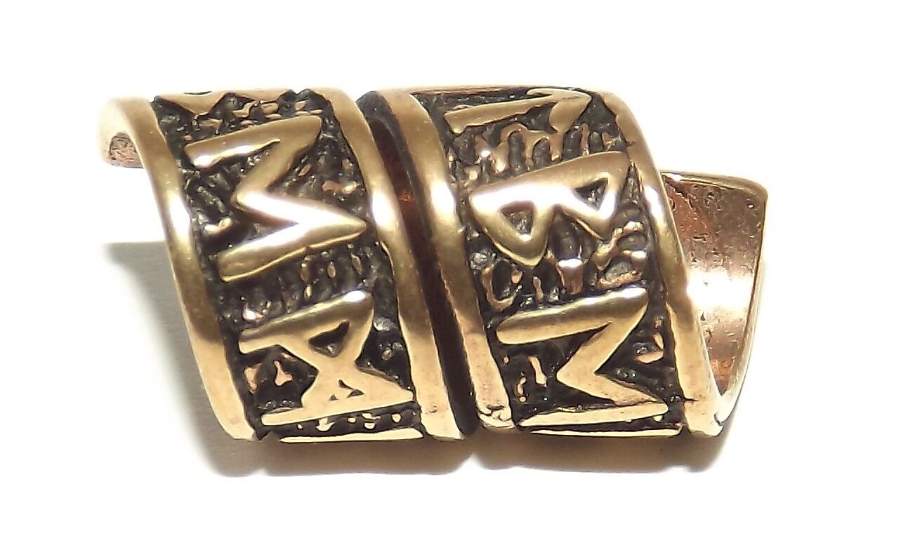 Bronze Viking Spiral Beard Bead Dreadlocks With Runes - SilverMania925