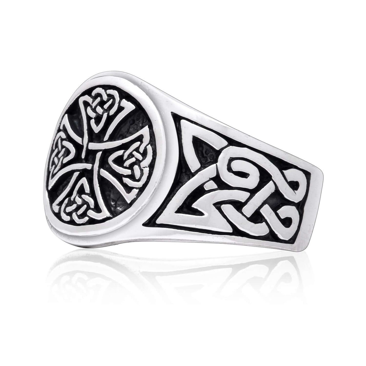 Sterling Silver Canterbury Cross Ring with Knotwork - SilverMania925