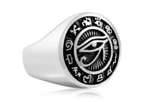 925 Sterling Silver Egyptian Eye of Horus Signet Ring