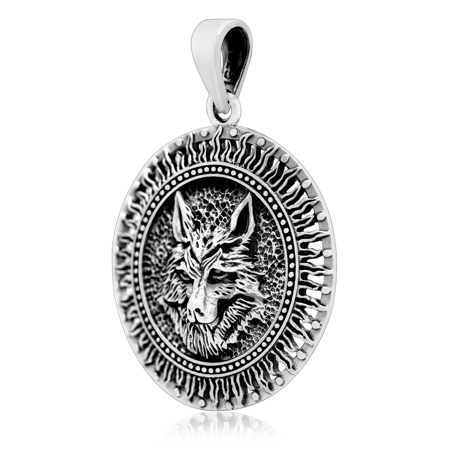 925 Sterling Silver Viking Wolf Fenrir Pendant - SilverMania925